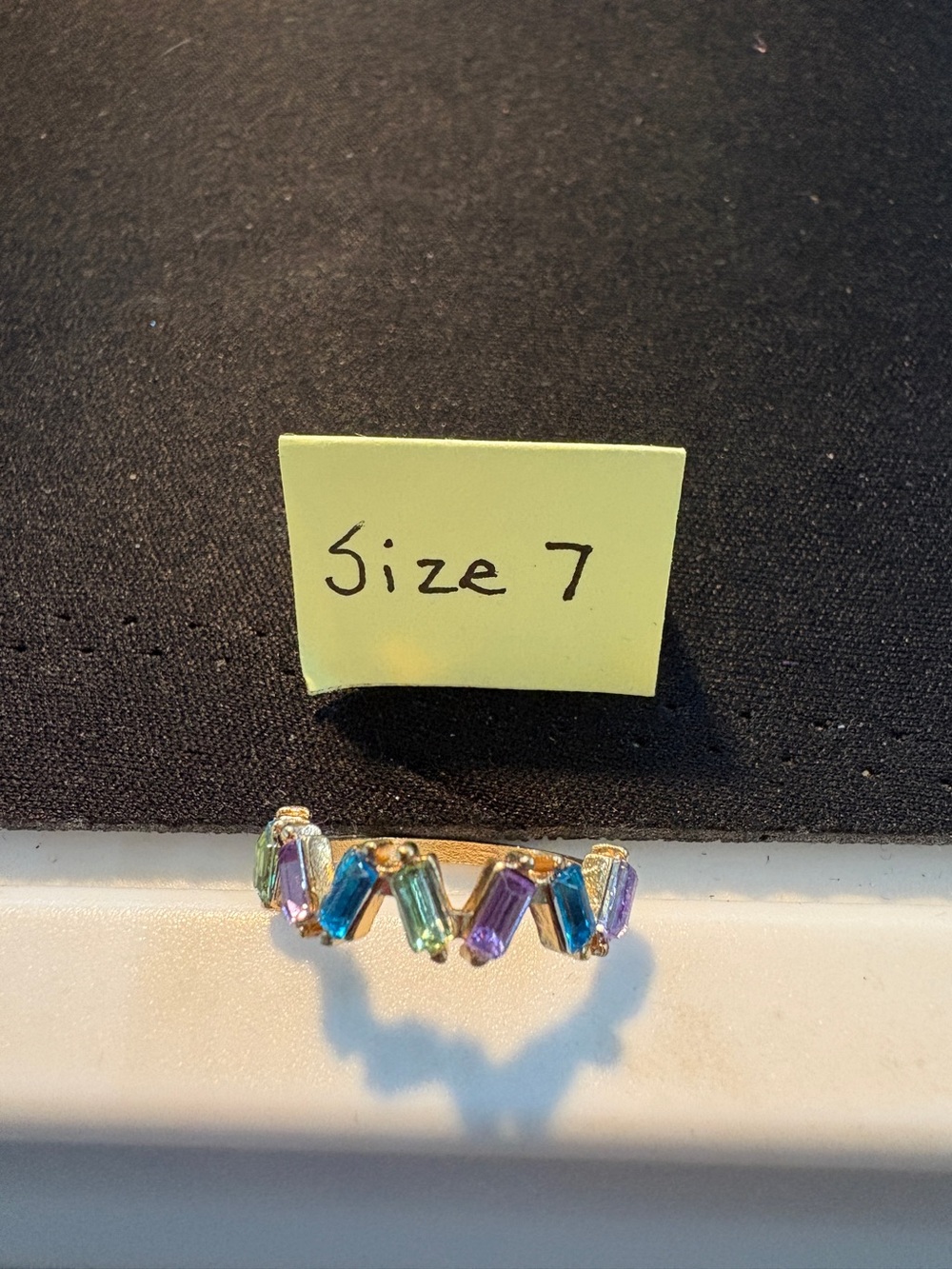 Multi-Color Baguette Gemstone Band Ring - Size 7